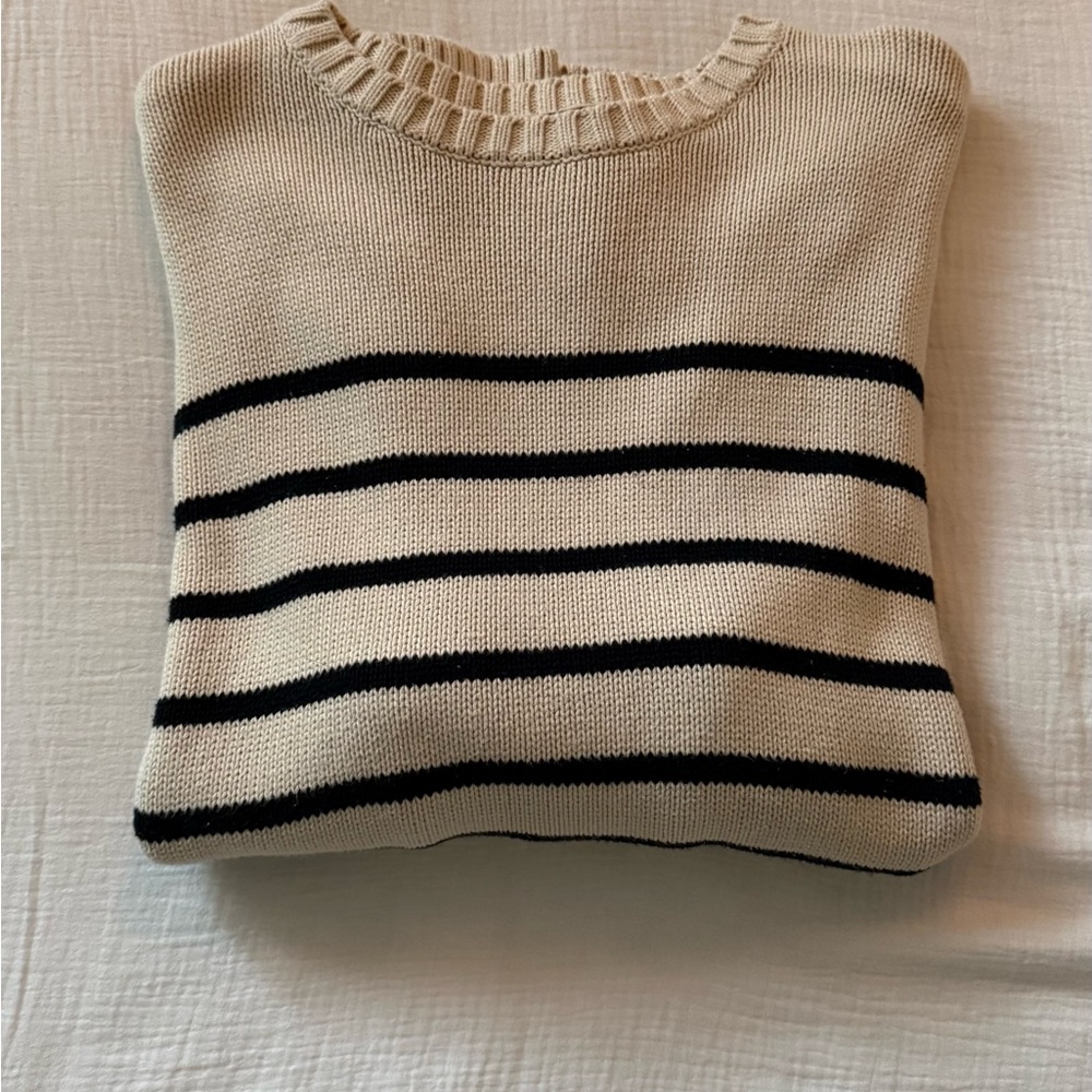Brandy Melville Cream and Black Striped Sweater